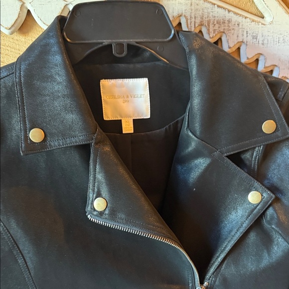 Chelsea & Violet Black Leather Jacket with Gold Buttons - Picture 4 of 5